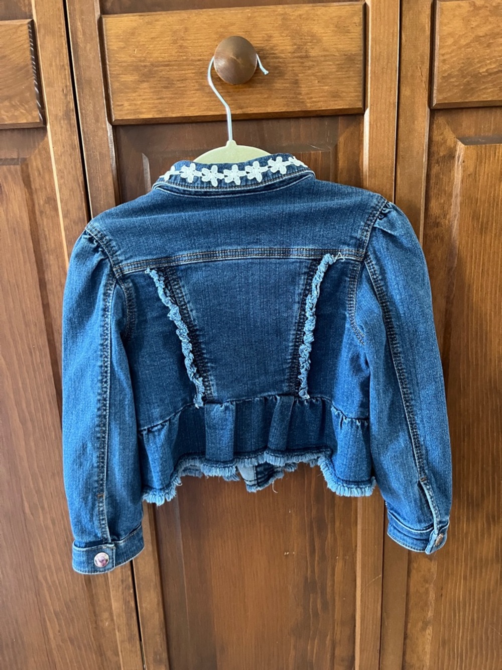 Mayoral Dark Blue Denim Jacket with White Lace Appliqué - Picture 10 of 12